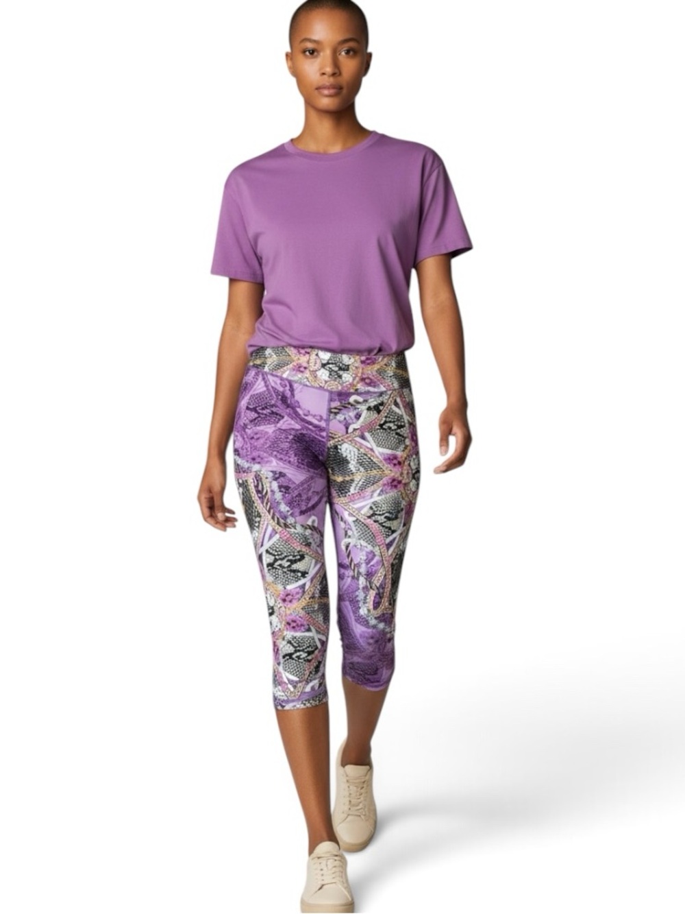 LUNA JAI Purple Jewel Print Capri Leggings